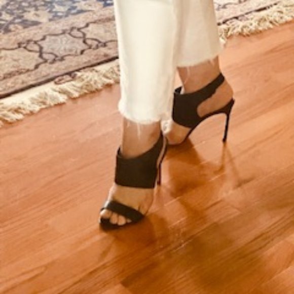 Manolo Blahnik Open Toe Slingback Leather Pumps - Picture 10 of 11